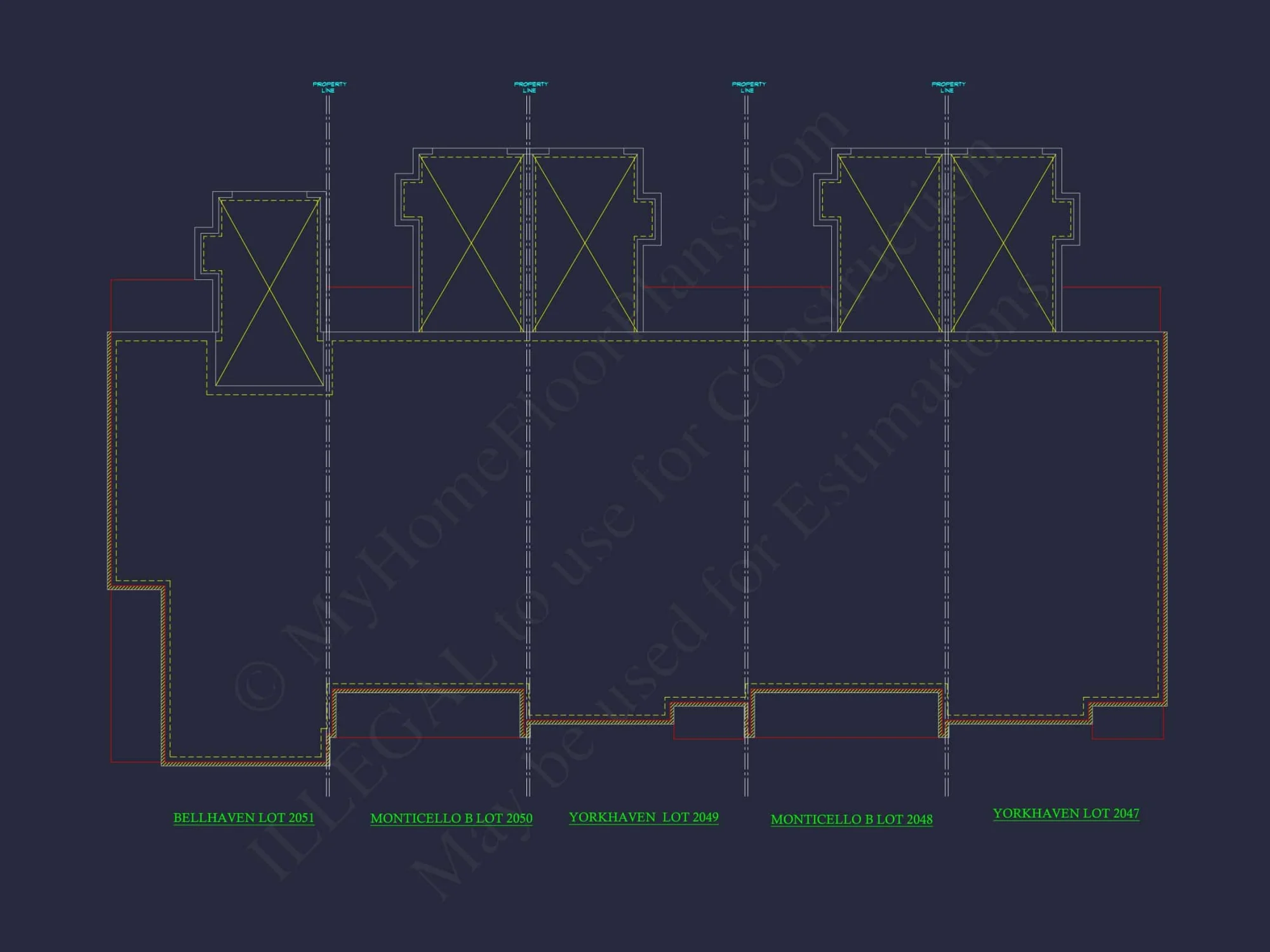 Colonial Revival Townhome Floor Plan with CAD Designs
