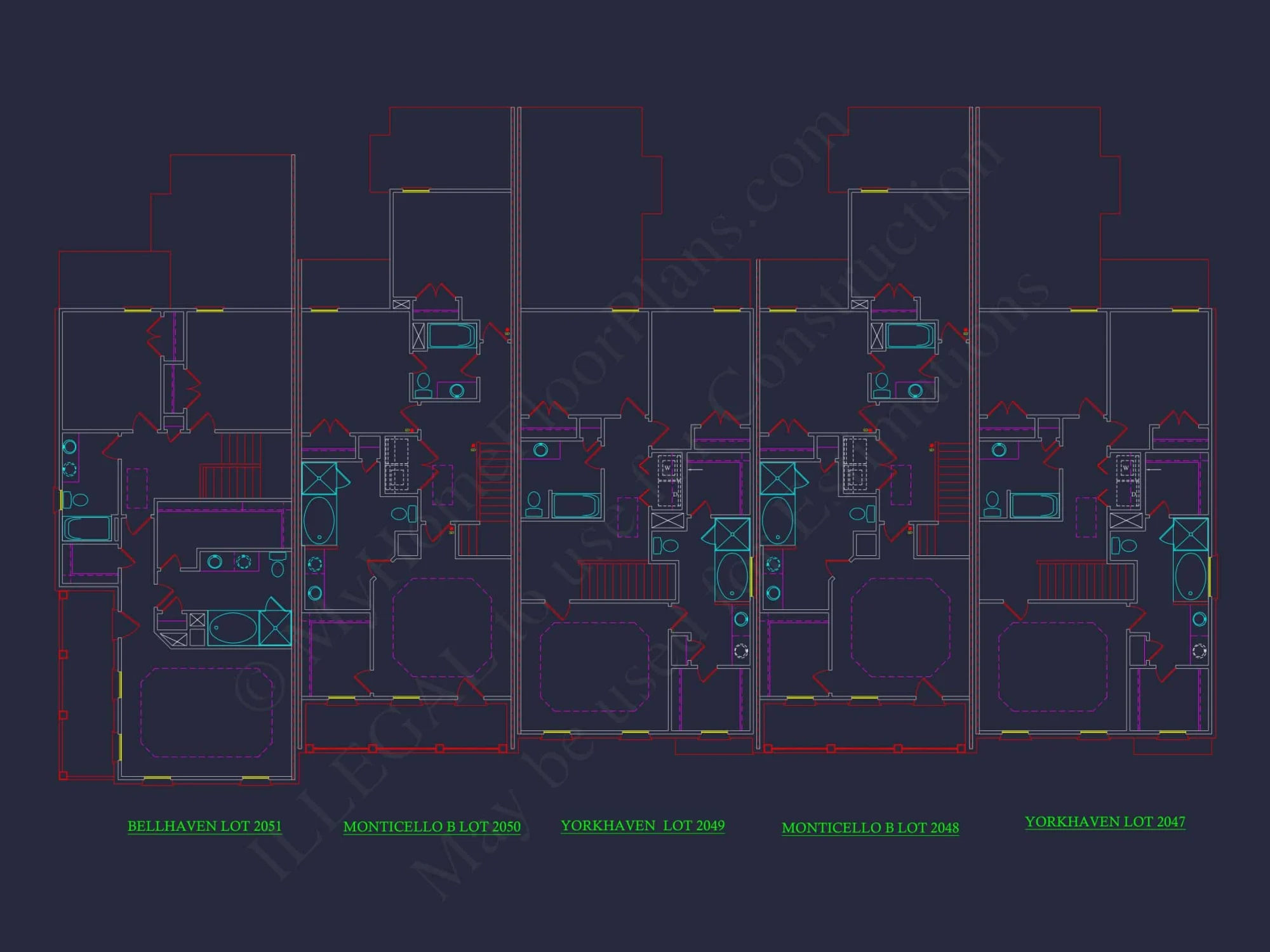 Colonial Revival Townhome Floor Plan with CAD Designs