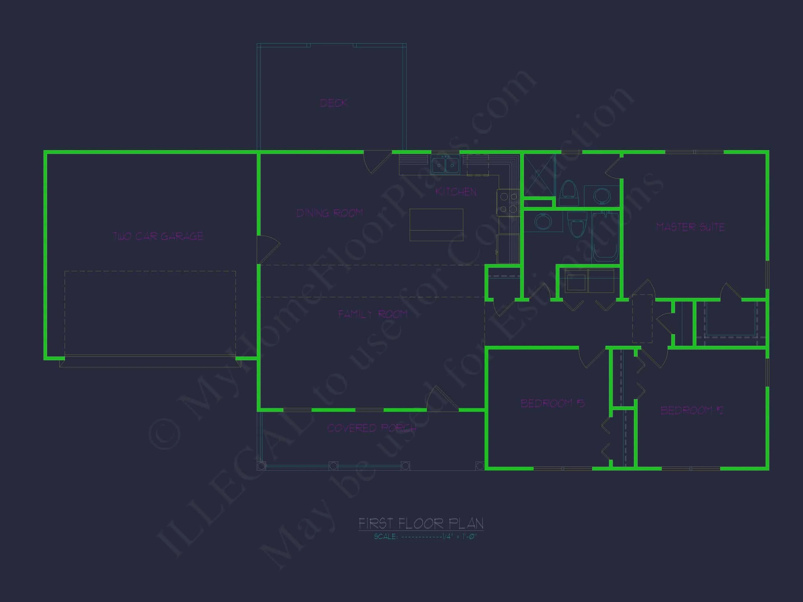 14-2130 HOUSE PLAN - Beautiful House Floor Plan with CAD Designs & Blueprint 4 Beautiful Ranch House Floor Plan with CAD Designs & Blueprint