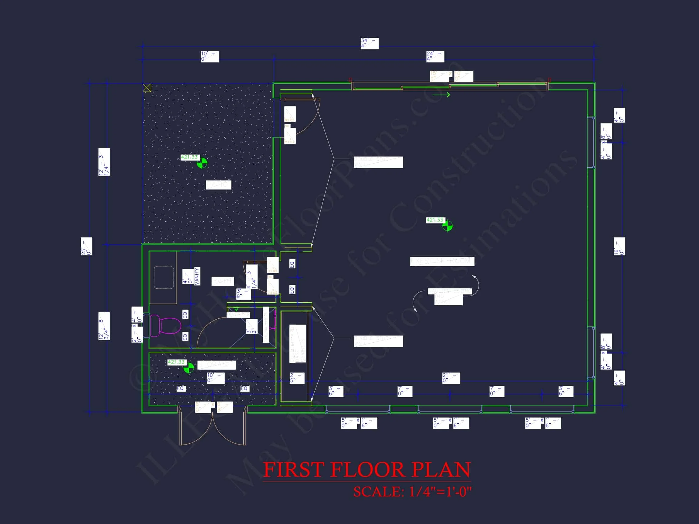 20-1056 POOLHOUSE PLAN - Pool House Floor Plan with Open Layout | CAD House Designs 5 Pool House Floor Plan with Open Layout | CAD Home Designs