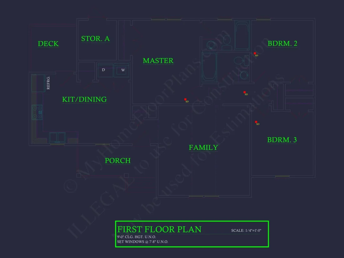 Ranch Style CAD Floor Plan for Dream Home Design and Blueprint