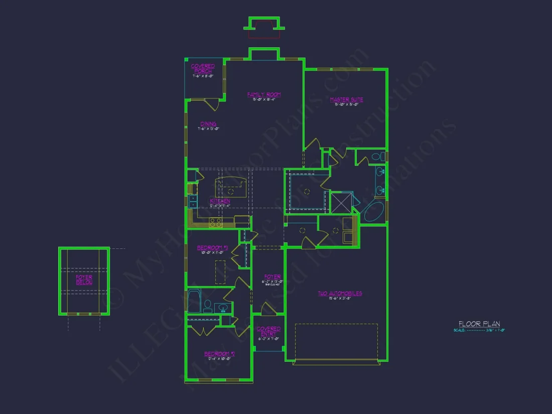 Stunning Craftsman Floor Plan With 2-Car Garage and CAD Design