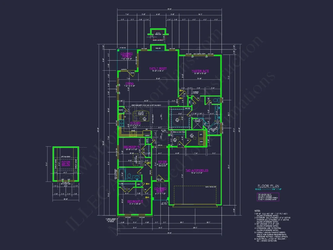 Stunning Craftsman Floor Plan With 2-Car Garage and CAD Design