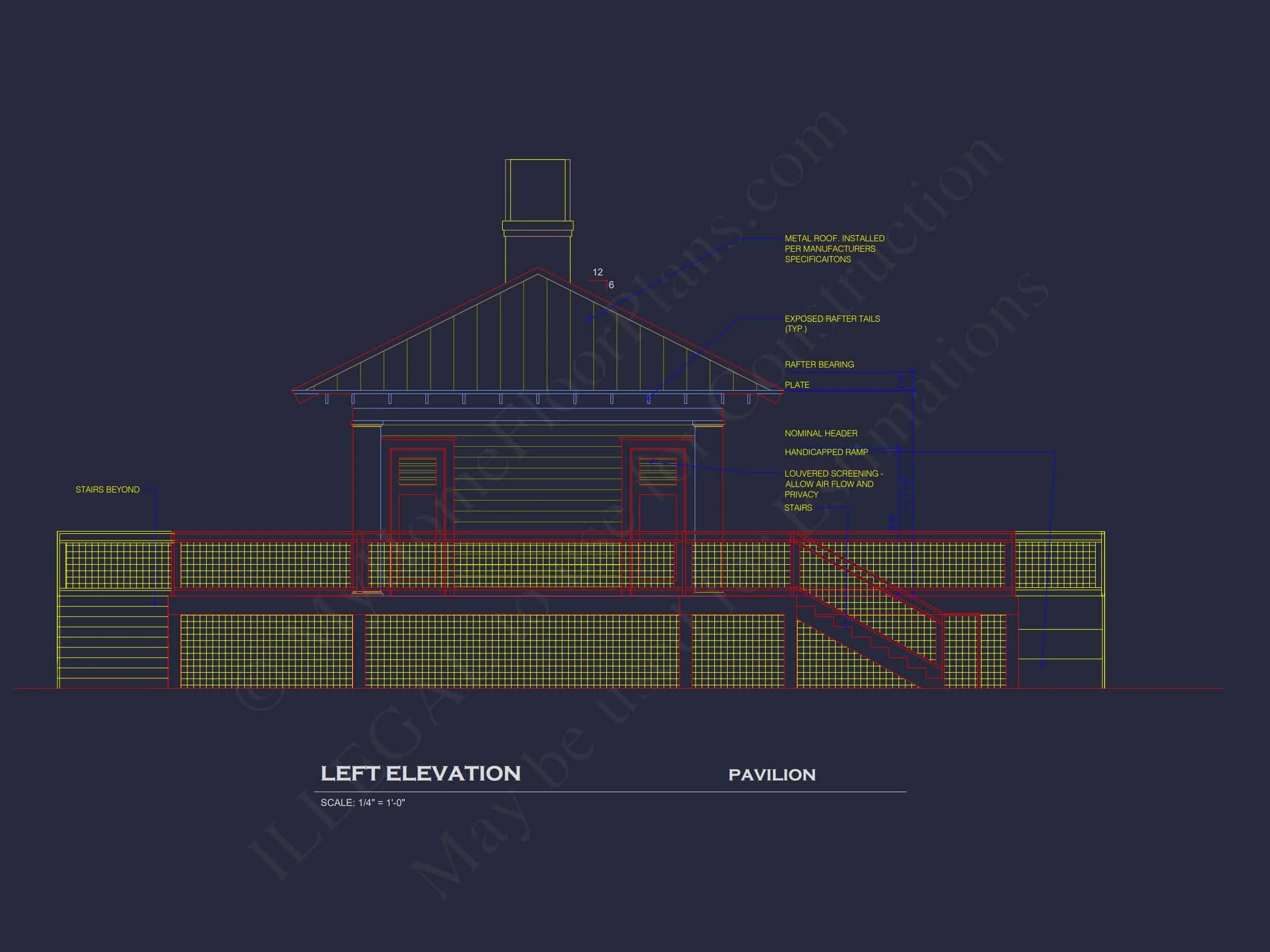 20-1719 PAVILION PLAN- Pool House Plan - 1-Bed, 1-Bath, 500 SF 5 Elegant Pavilion Home Plan: Architectural Blueprint CAD Designs