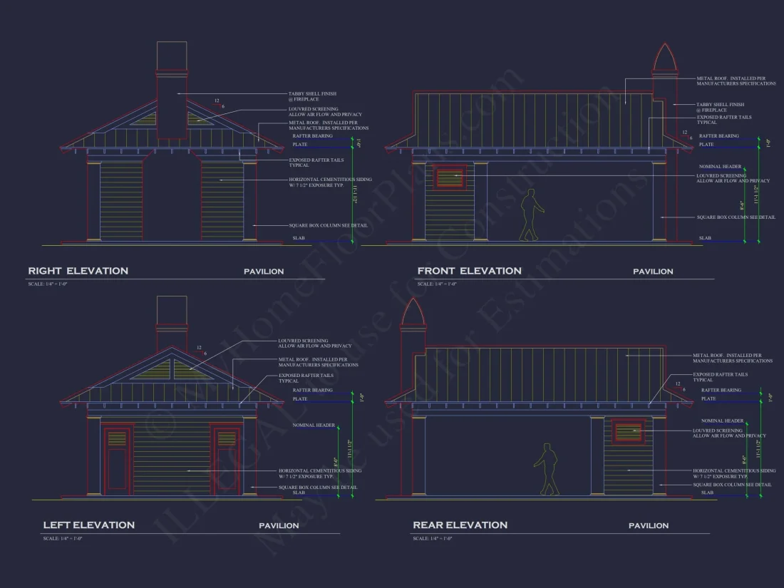 Elegant Pavilion Home Plan: Architectural Blueprint CAD Designs