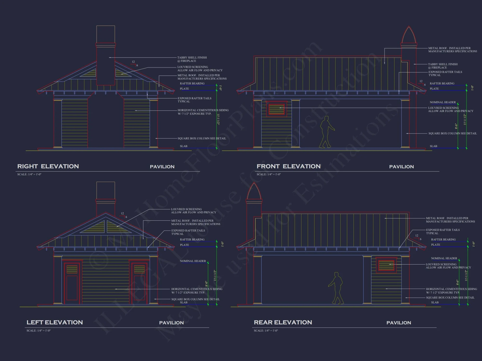 Elegant Pavilion Home Plan: Architectural Blueprint CAD Designs