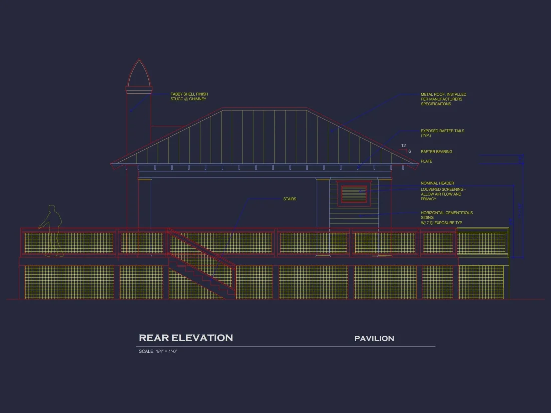 Elegant Pavilion Home Plan: Architectural Blueprint CAD Designs