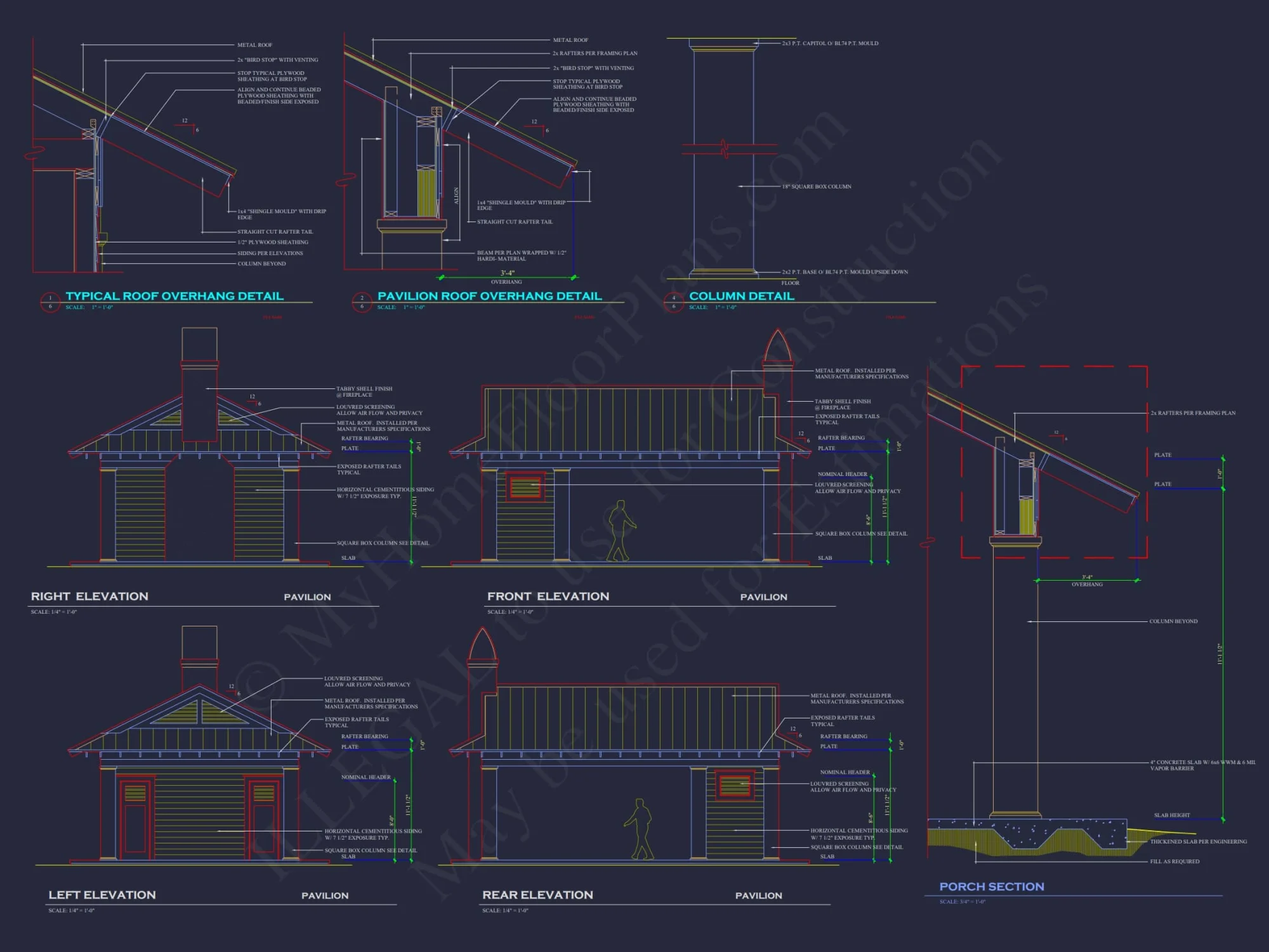 Elegant Pavilion Home Plan: Architectural Blueprint CAD Designs
