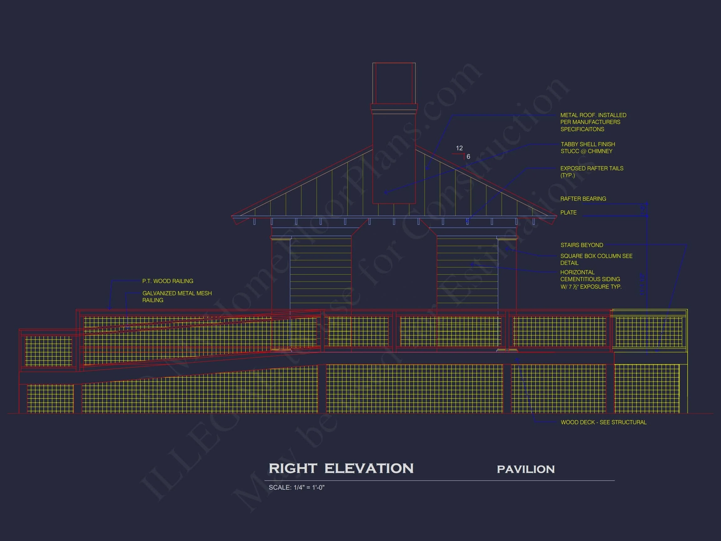20-1719 PAVILION PLAN- Pool House Plan - 1-Bed, 1-Bath, 500 SF 3 Elegant Pavilion Home Plan: Architectural Blueprint CAD Designs