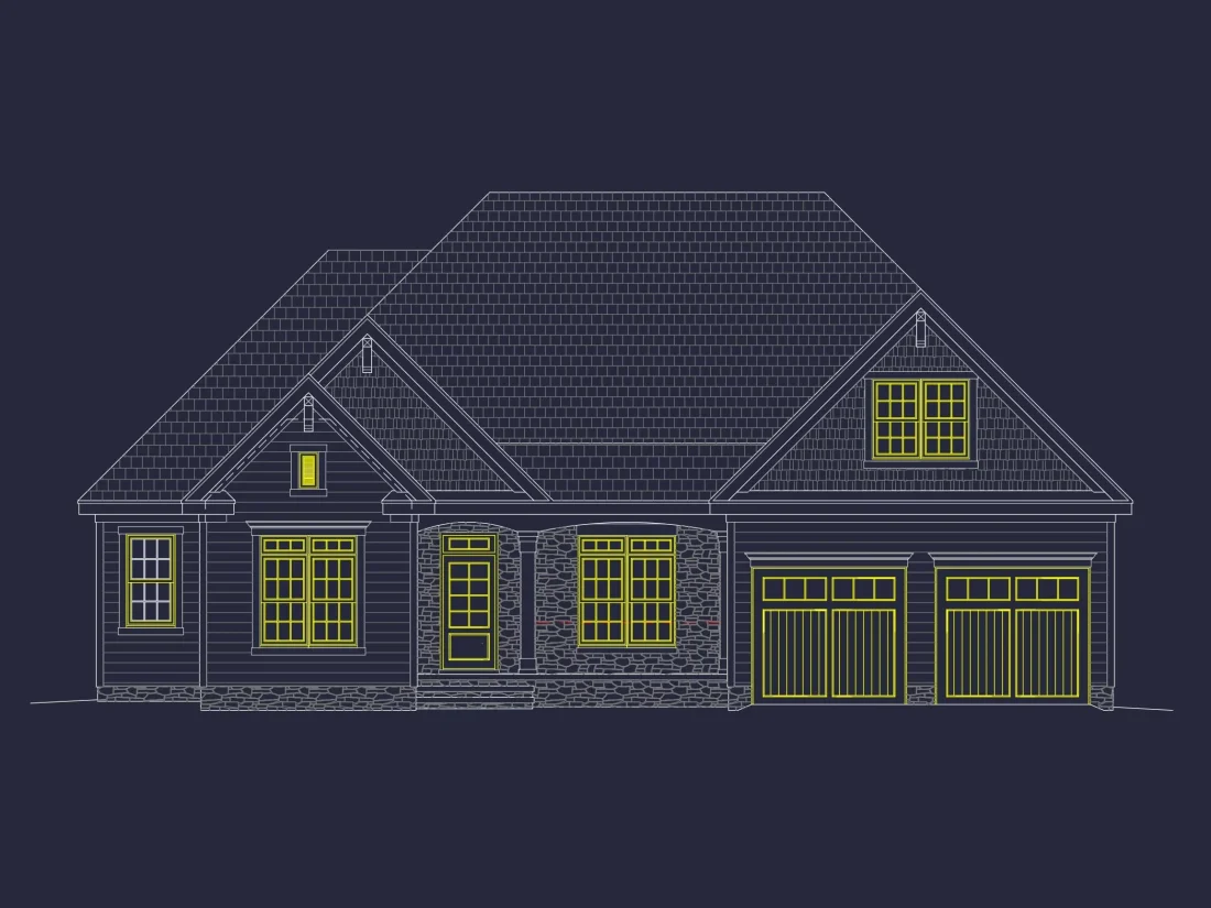 1.5-Story House Plan with Open Layout and CAD Blueprints