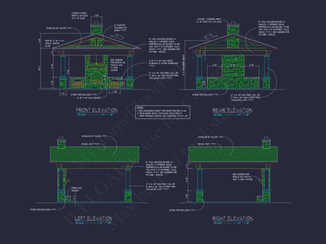 Cozy Cabana House Plan – Vaulted Ceiling, Outdoor Fireplace & CAD Blueprints