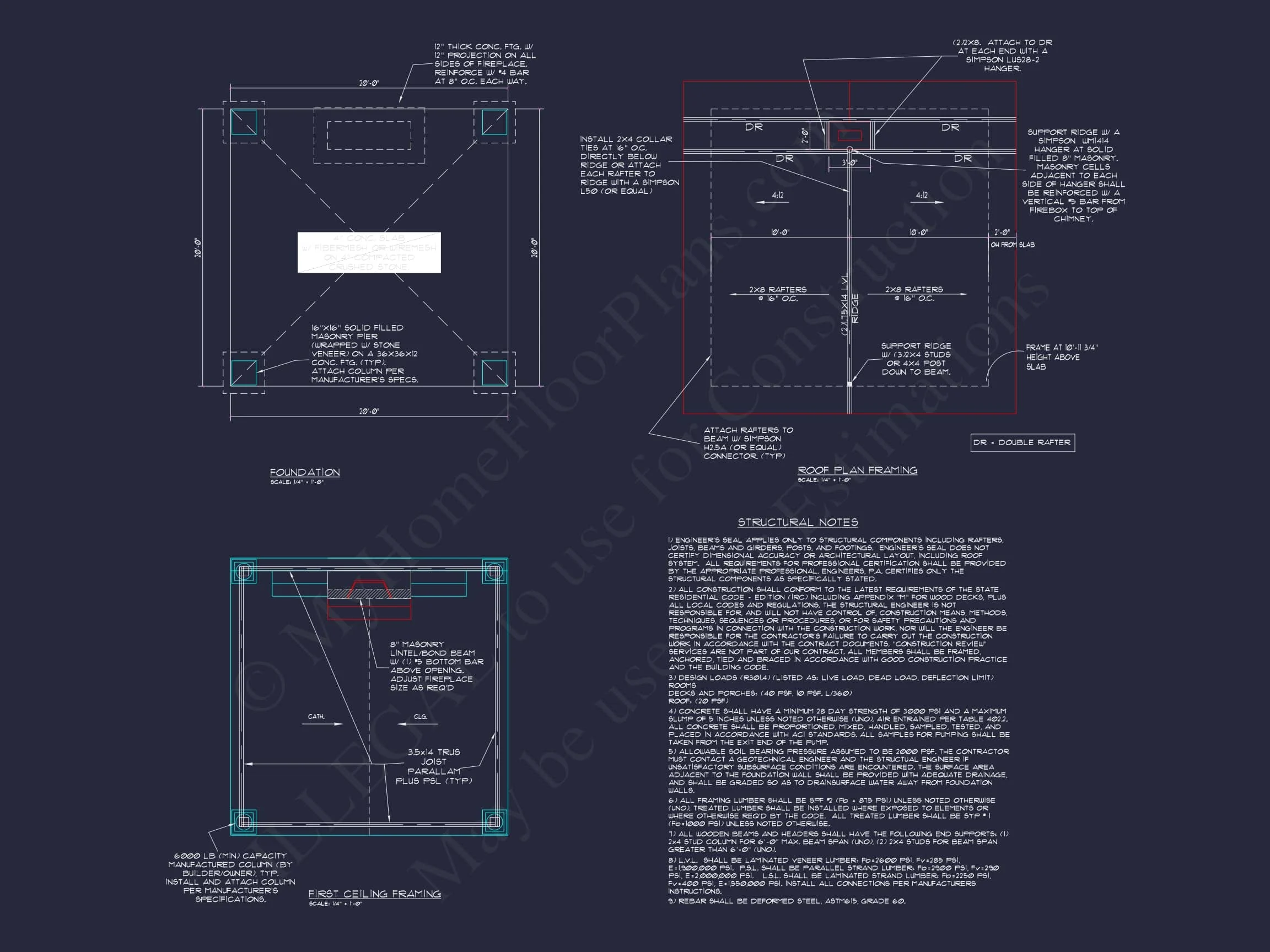 13-1811 CABANA PLAN - Cozy Cabana House Plan: CAD Blueprint & Design 5 Cozy Cabana House Plan – Vaulted Ceiling, Outdoor Fireplace & CAD Blueprints