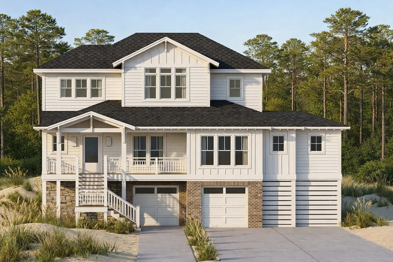 Southwestern House Plans 13 Coastal Home Floor Plan 3-Bedroom, 3-Story Design with Elevator & Garage