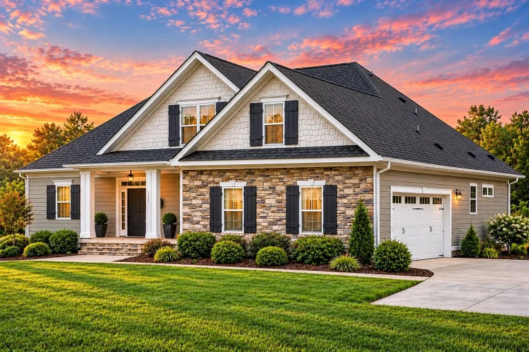 Modern Farmhouse House Plans 6 Craftsman Traditional style house plan with 4 bedrooms and inviting front porch exterior.