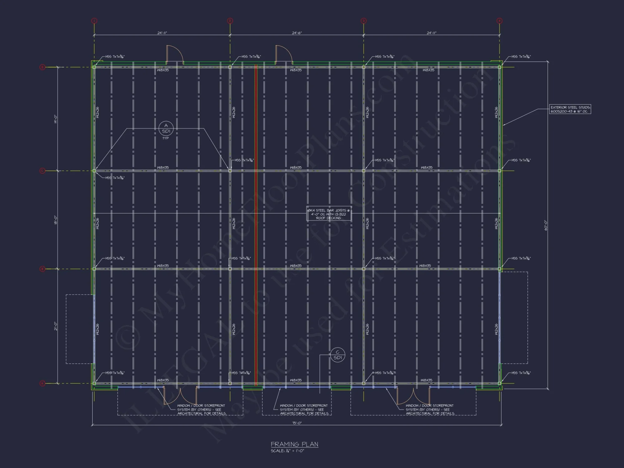 Modern Commercial Building Blueprint with CAD Designs
