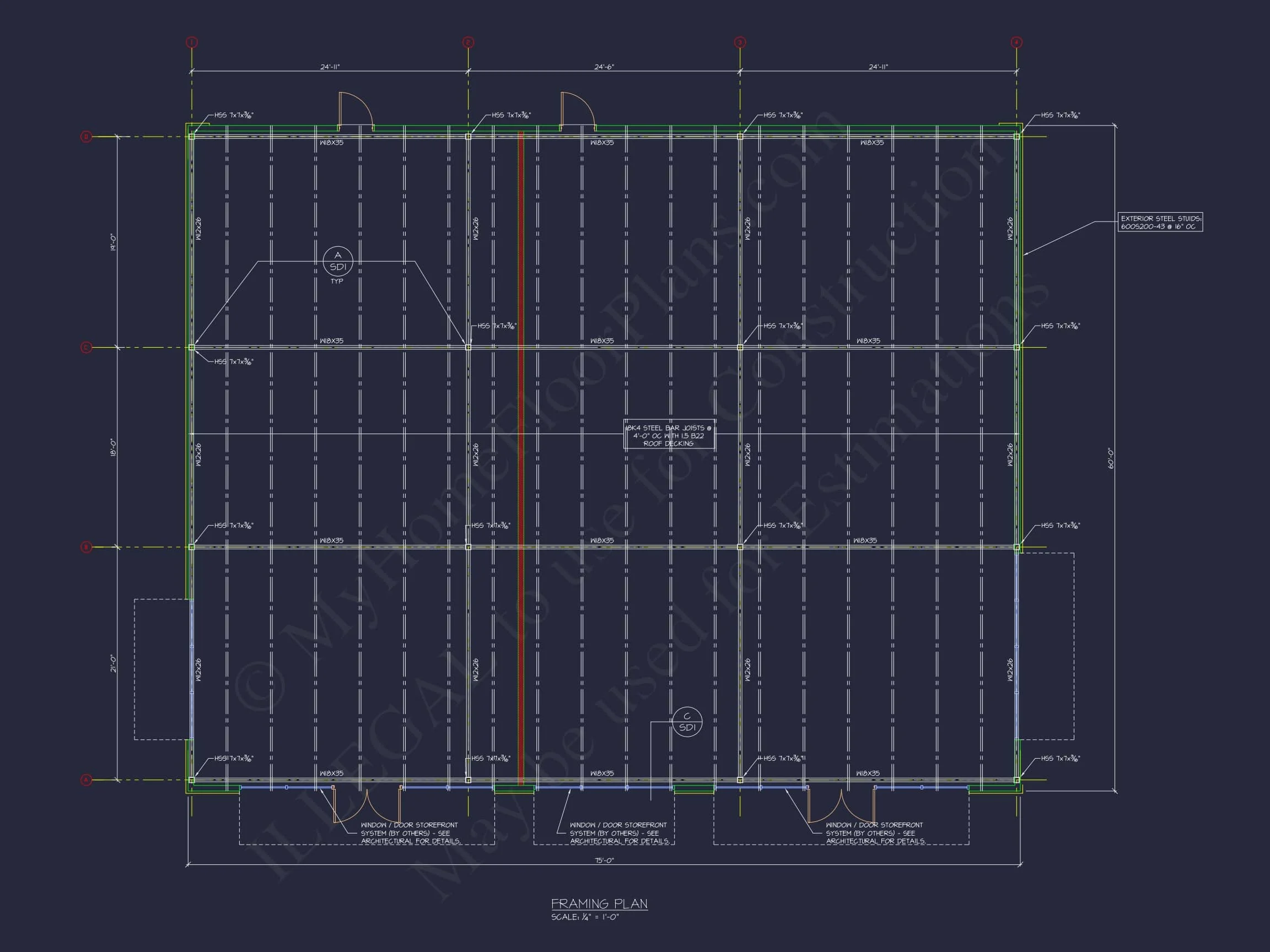 14-1359 COMMERCIAL PLAN - Modern Commercial Building Blueprint with CAD Designs 5 Modern Commercial Building Blueprint with CAD Designs
