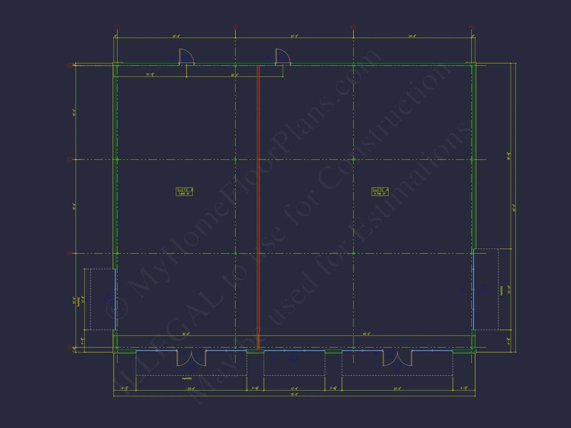 Modern Commercial Building Blueprint with CAD Designs