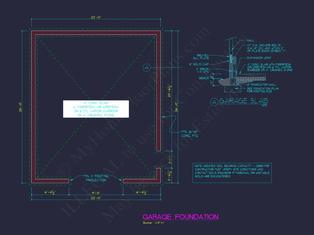 Functional Garage Floor Plan with 2 Bays and CAD Blueprint Designs