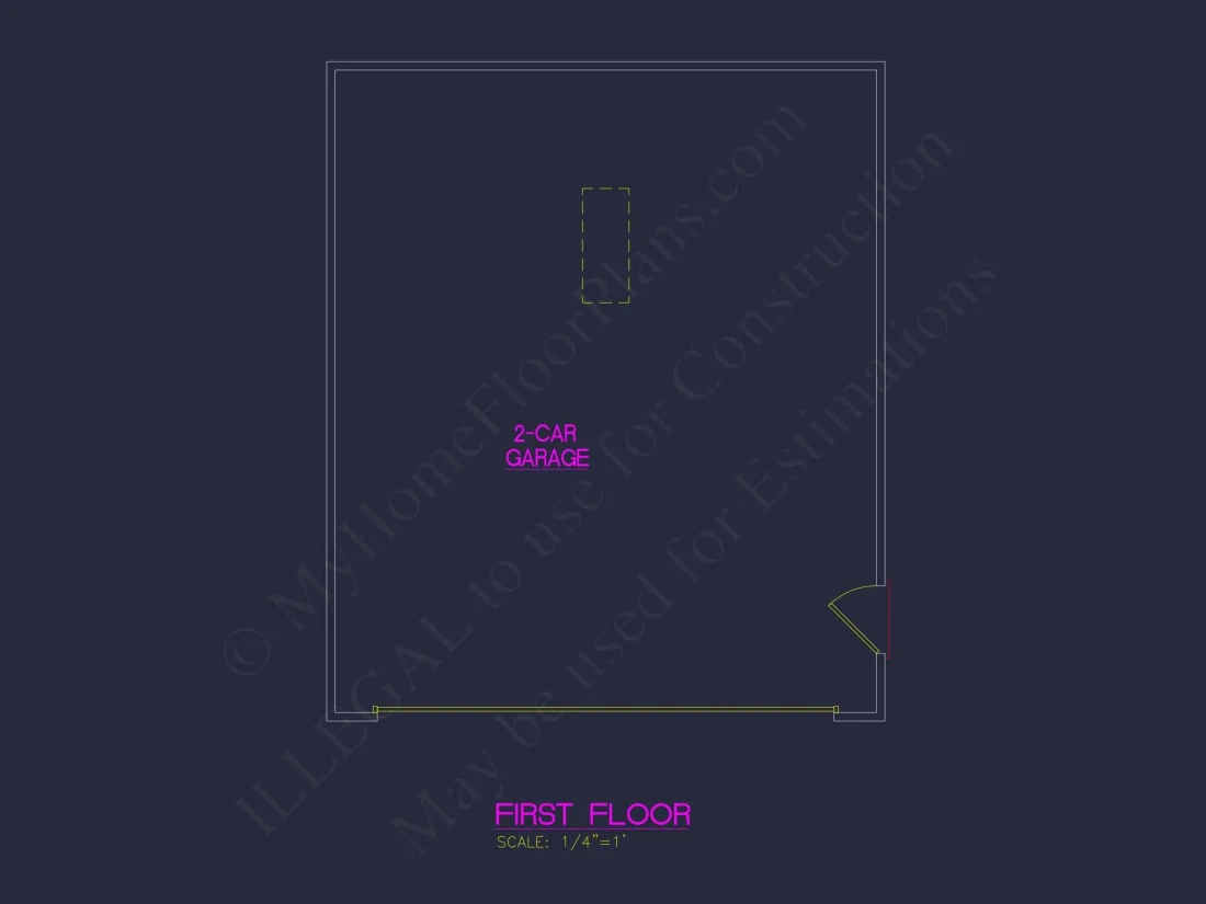 Functional Garage Floor Plan with 2 Bays and CAD Blueprint Designs
