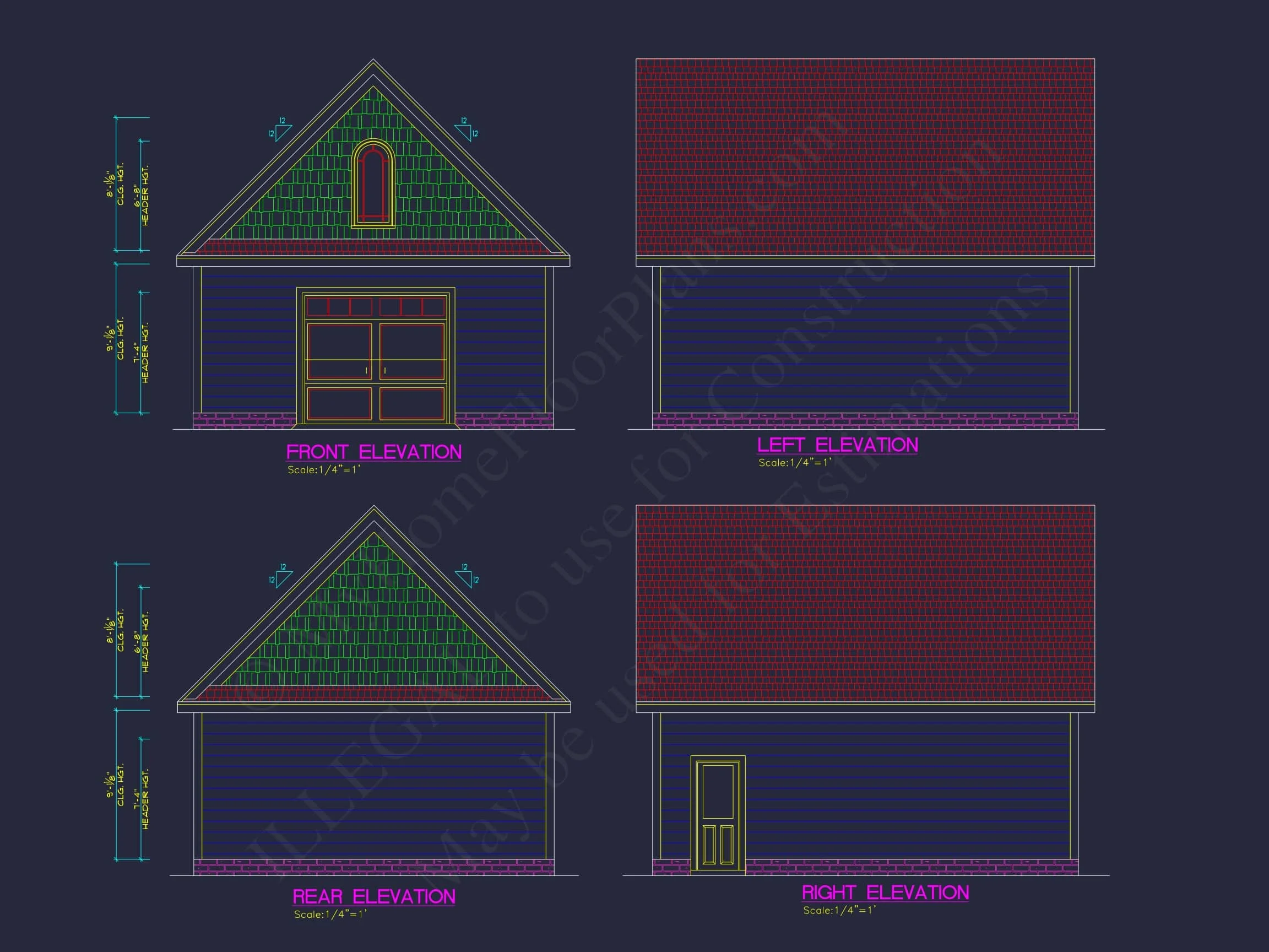 12-2074B GARAGE PLAN- Garage Floor Plan with CAD Designs and Architectural Blueprints 2 Functional Garage Floor Plan with 2 Bays and CAD Blueprint Designs