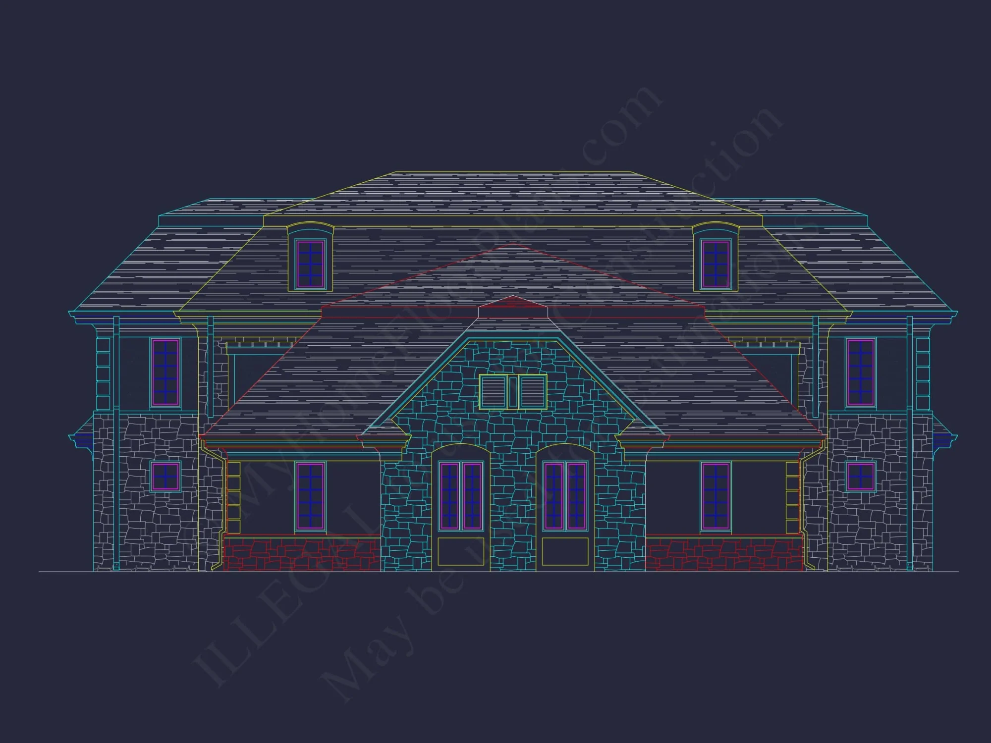 Elegant Duplex House Plan with Colonial Revival Architecture