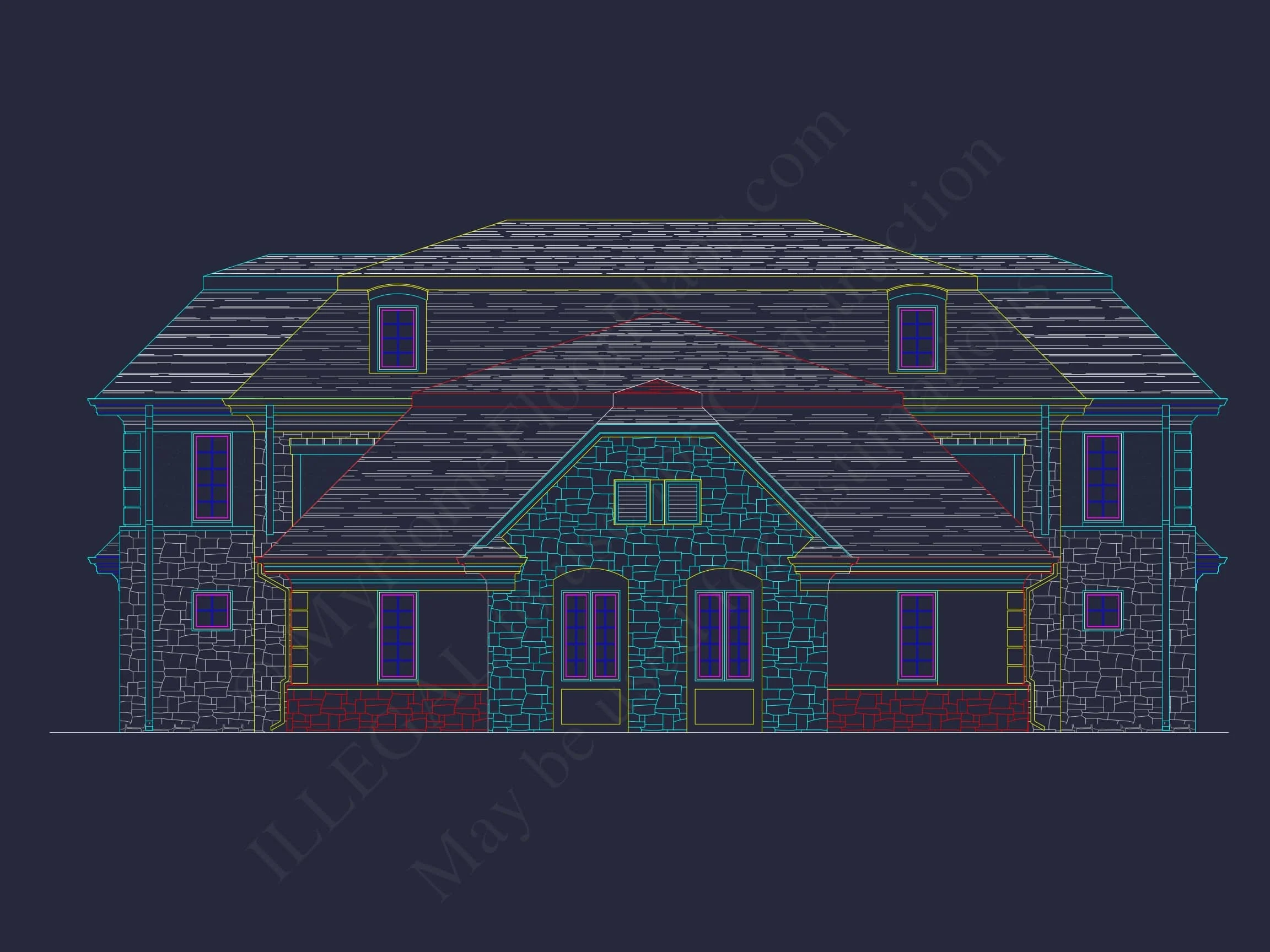 10-1929 DUPLEX PLAN- Elegant Duplex House Plan with CAD Blueprint Designs 3 Elegant Duplex House Plan with Colonial Revival Architecture