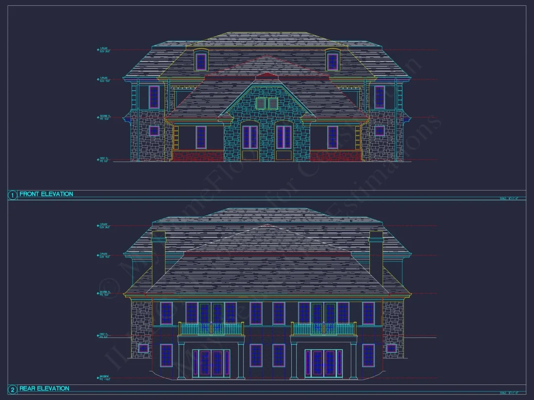 Elegant Duplex House Plan with Colonial Revival Architecture