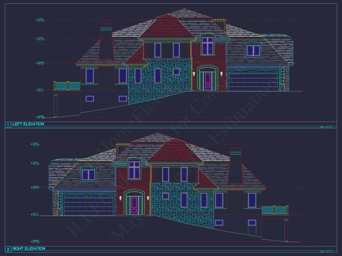 Elegant Duplex House Plan with Colonial Revival Architecture