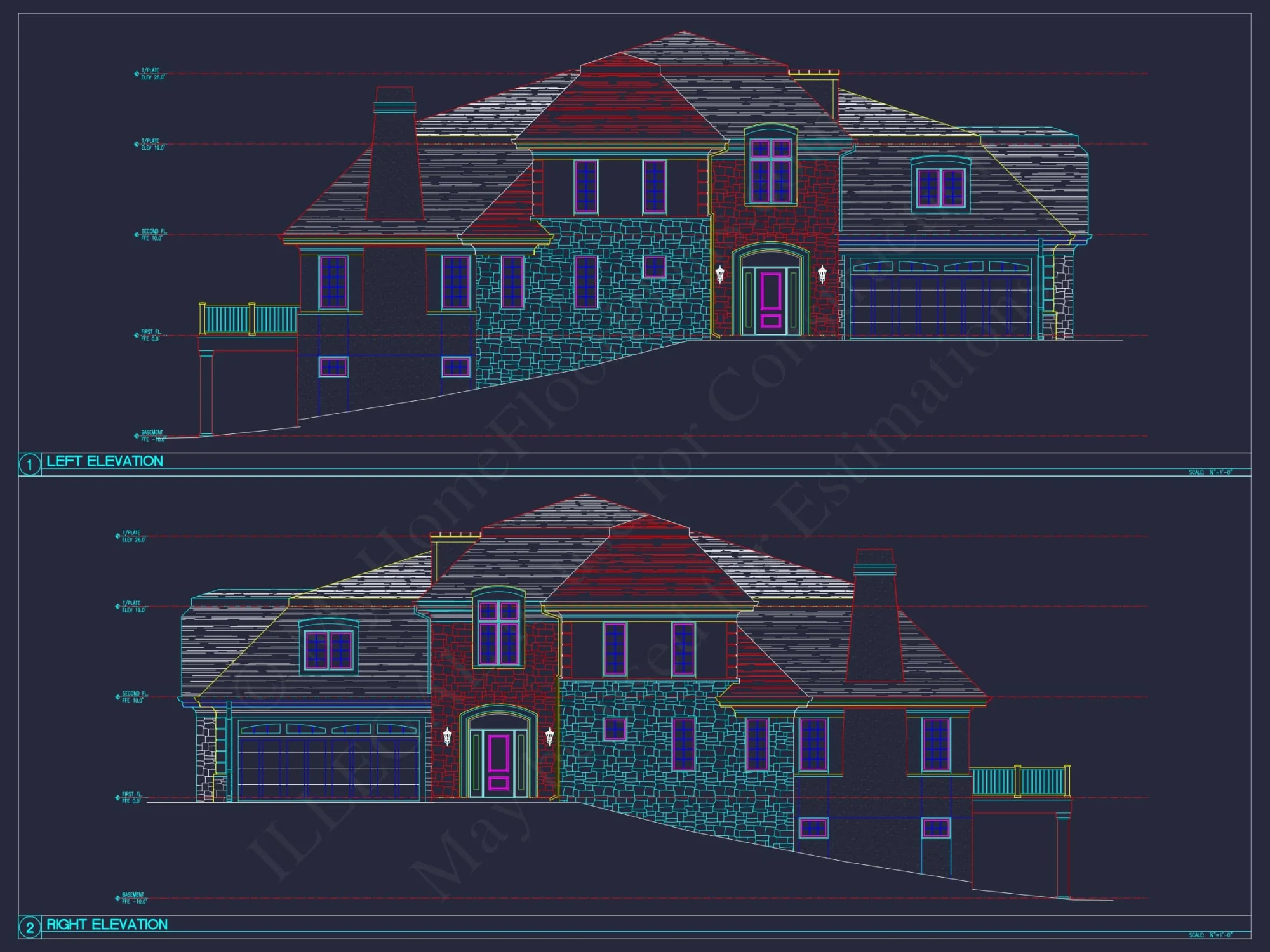 Elegant Duplex House Plan with Colonial Revival Architecture