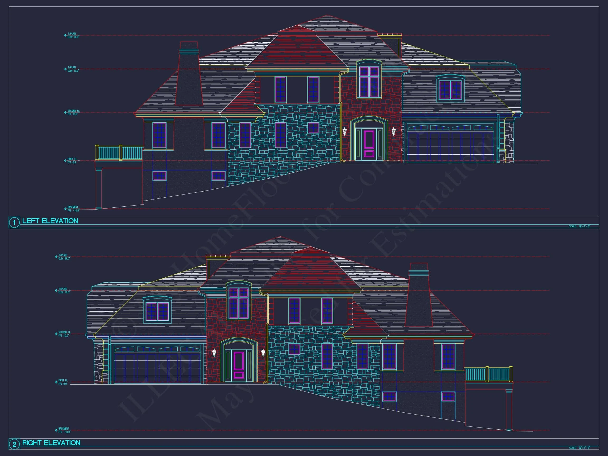 10-1929 DUPLEX PLAN- Elegant Duplex House Plan with CAD Blueprint Designs 4 Elegant Duplex House Plan with Colonial Revival Architecture