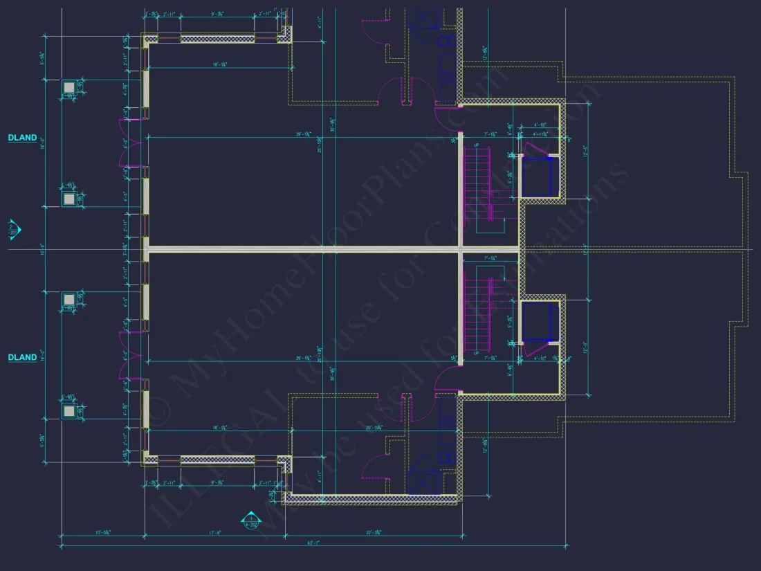 Elegant Duplex House Plan with Colonial Revival Architecture