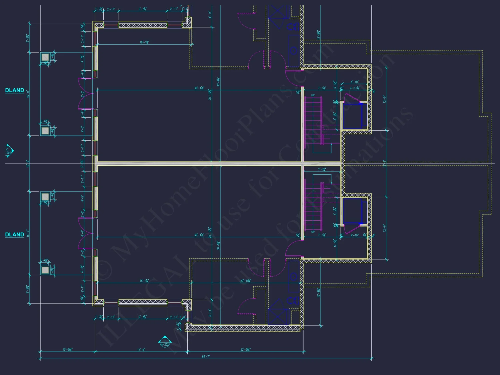 Elegant Duplex House Plan with Colonial Revival Architecture