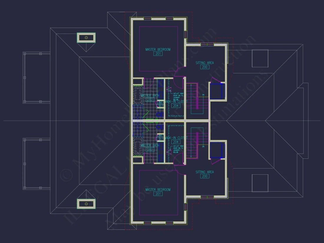 Elegant Duplex House Plan with Colonial Revival Architecture