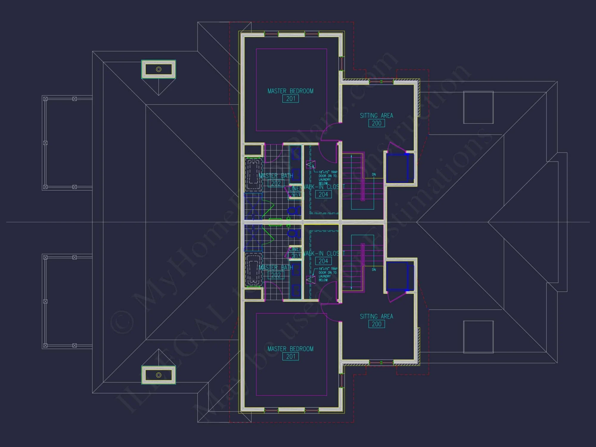 Elegant Duplex House Plan with Colonial Revival Architecture