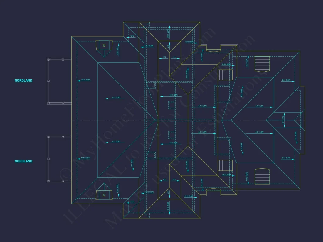 Elegant Duplex House Plan with Colonial Revival Architecture