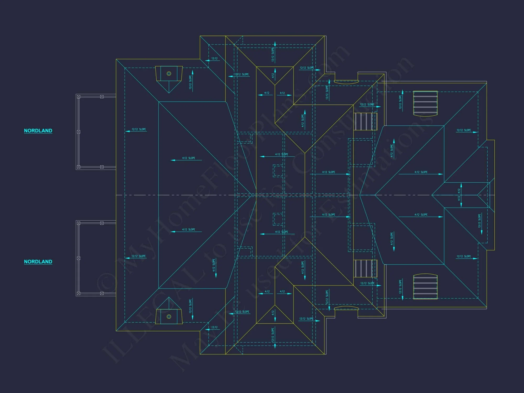 Elegant Duplex House Plan with Colonial Revival Architecture
