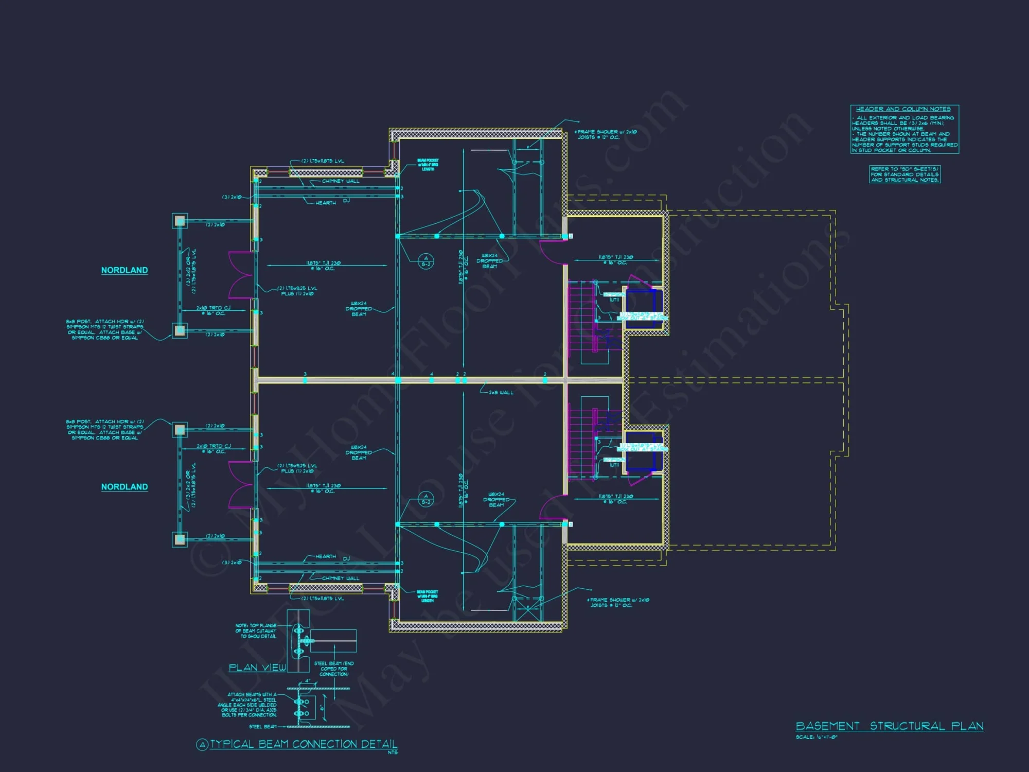 Elegant Duplex House Plan with Colonial Revival Architecture