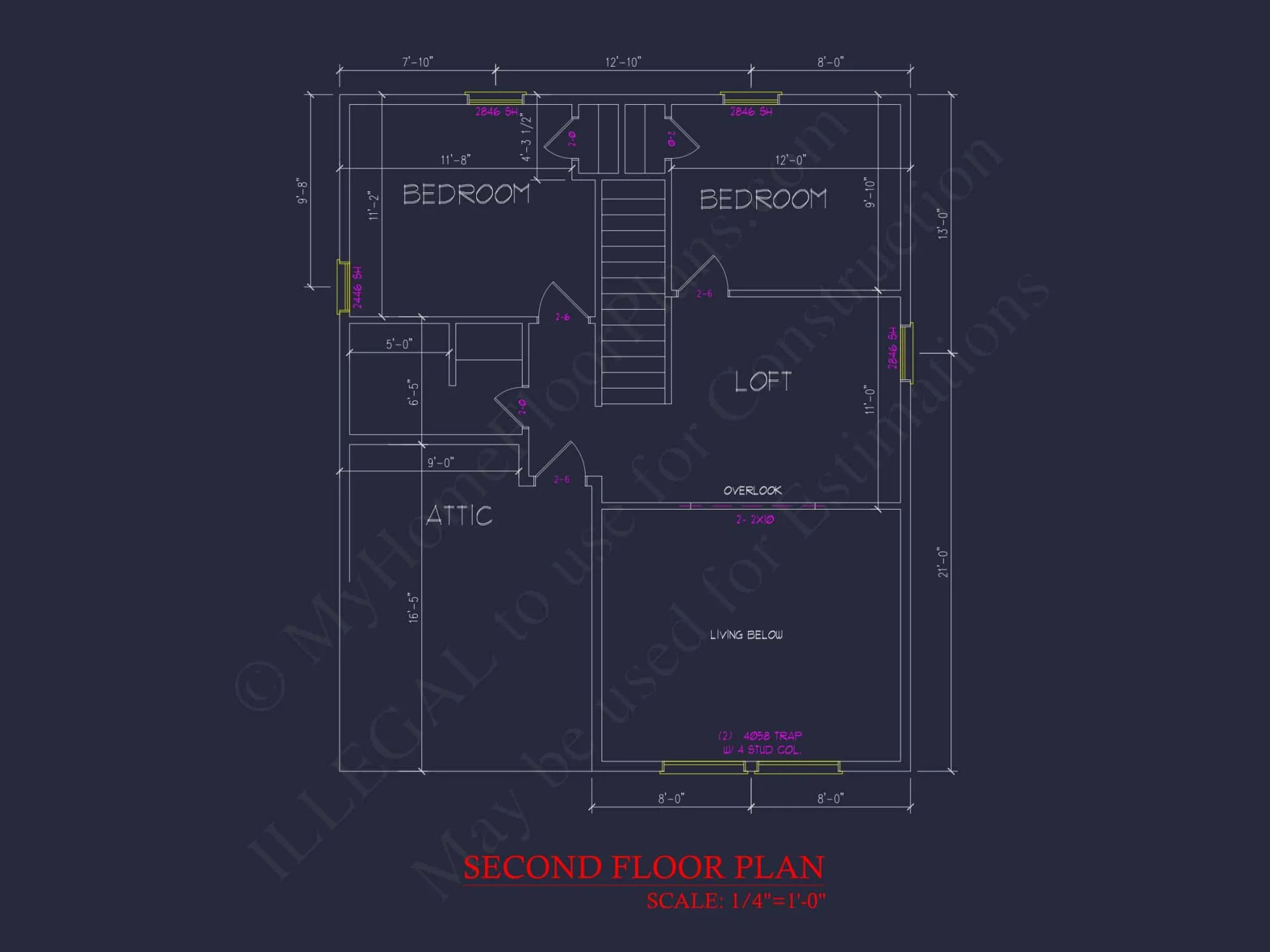 Cozy 2-Story Cabin Floor Plan with Vaulted Ceilings & Wraparound Porch