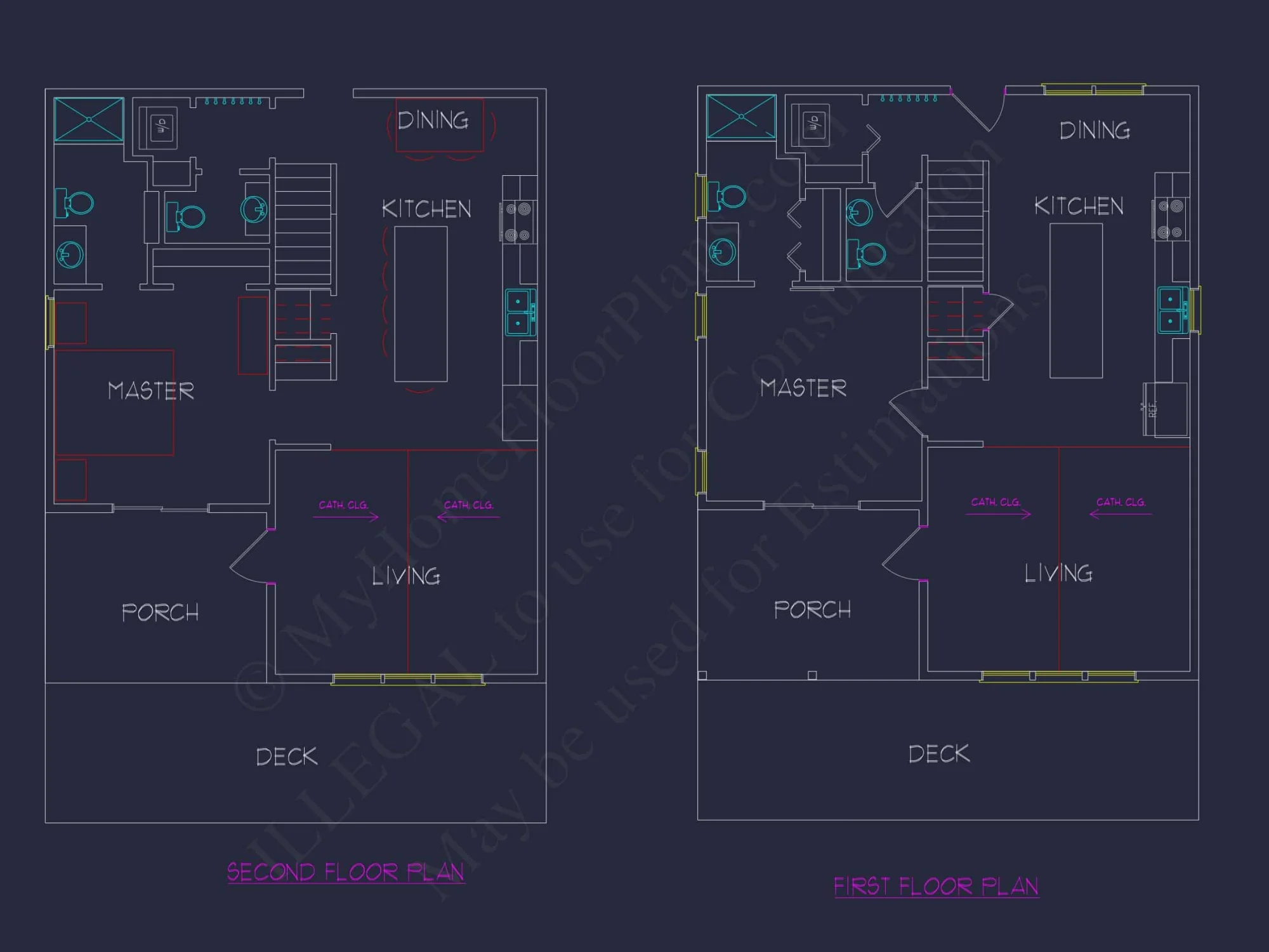 Cozy 2-Story Cabin Floor Plan with Vaulted Ceilings & Wraparound Porch
