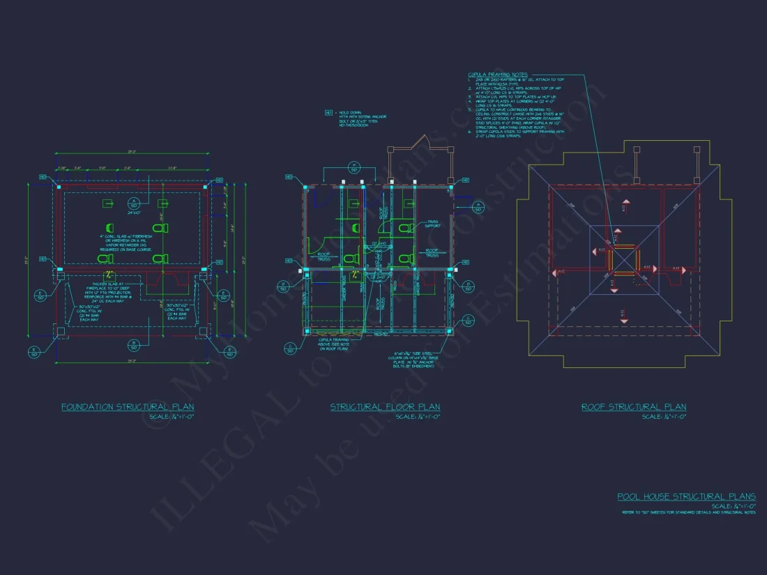 Modern Pool House Plan with Floor Plan and CAD Designs