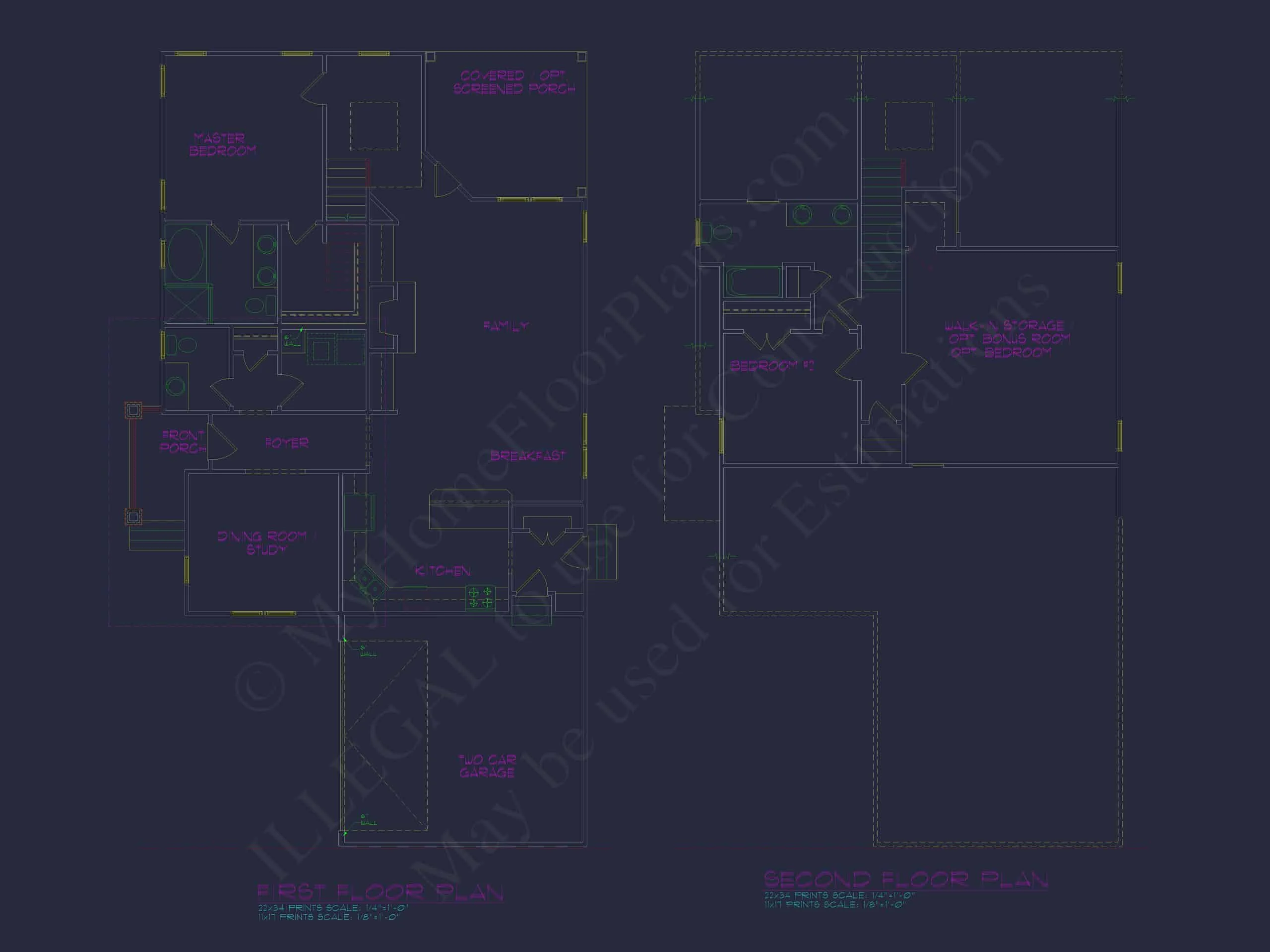 11-1314 DUPLEX PLAN-New American House Plan - 3-Bed, 2.5-Bath, 2,300 SF 9 Modern 1.5-Story Duplex House Plan with CAD Designs & Vaulted Living Spaces