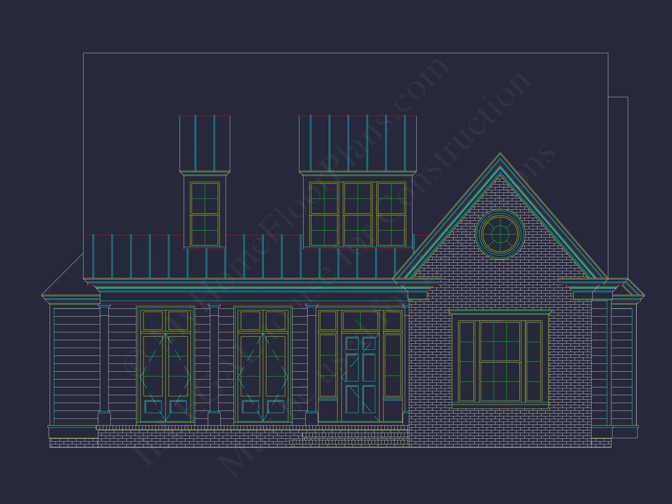 9-1382 HOUSE PLAN - American Cottage Home Plan - 4-Bed, 4-Bath, 2850 SF 7 Elegant Traditional House Plan with 2 Stories & Open Floor Blueprint