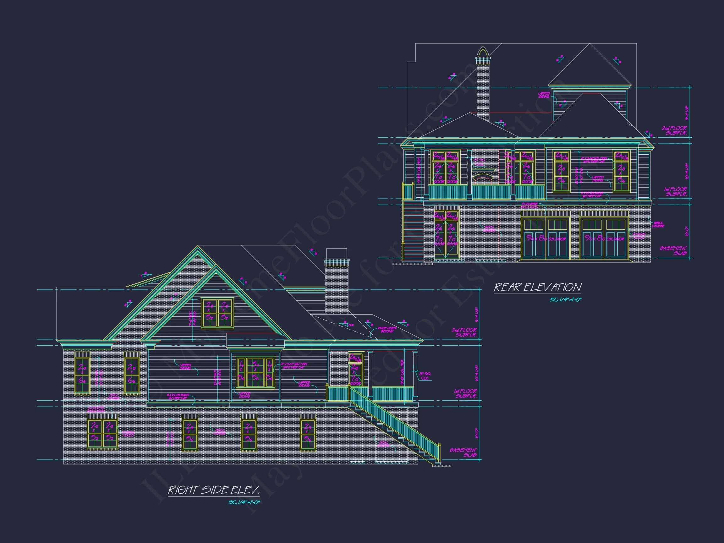 9-1382 HOUSE PLAN - American Cottage Home Plan - 4-Bed, 4-Bath, 2850 SF 9 Elegant Traditional House Plan with 2 Stories & Open Floor Blueprint