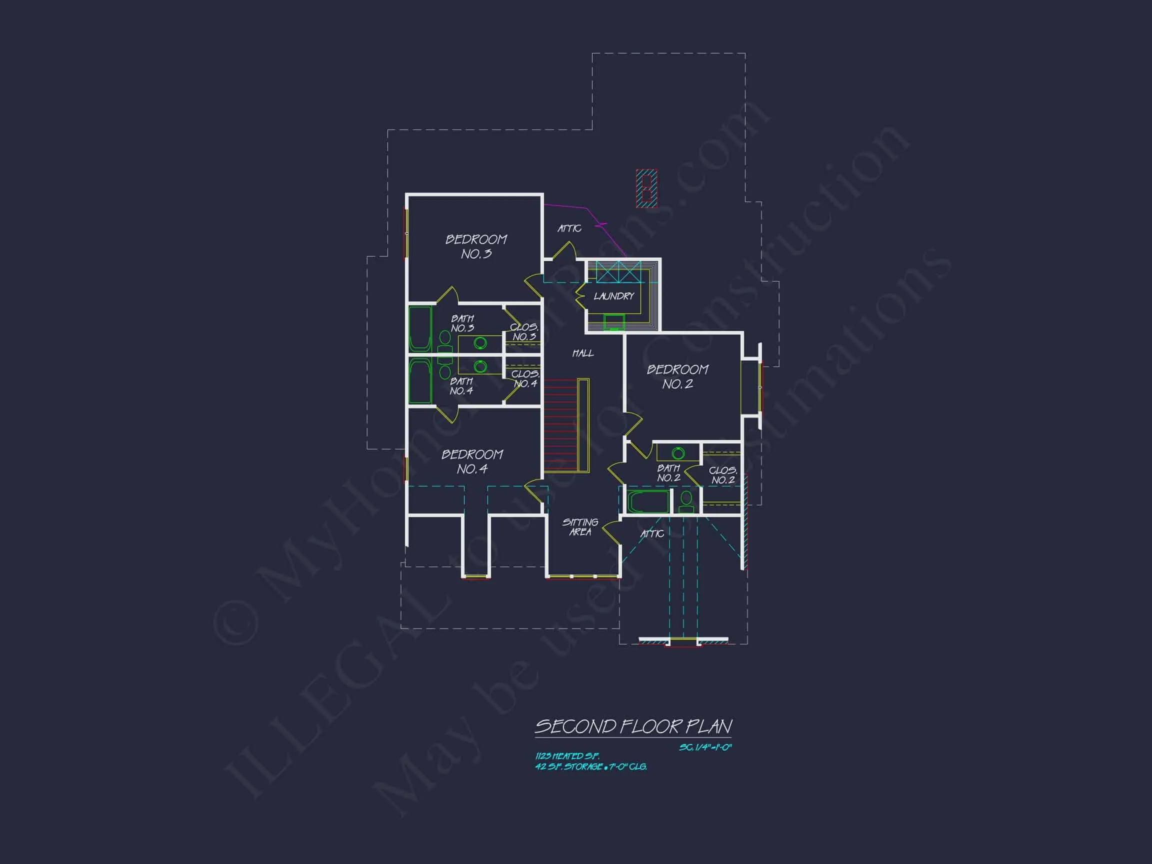 9-1382 HOUSE PLAN - American Cottage Home Plan - 4-Bed, 4-Bath, 2850 SF 5 Elegant Traditional House Plan with 2 Stories & Open Floor Blueprint