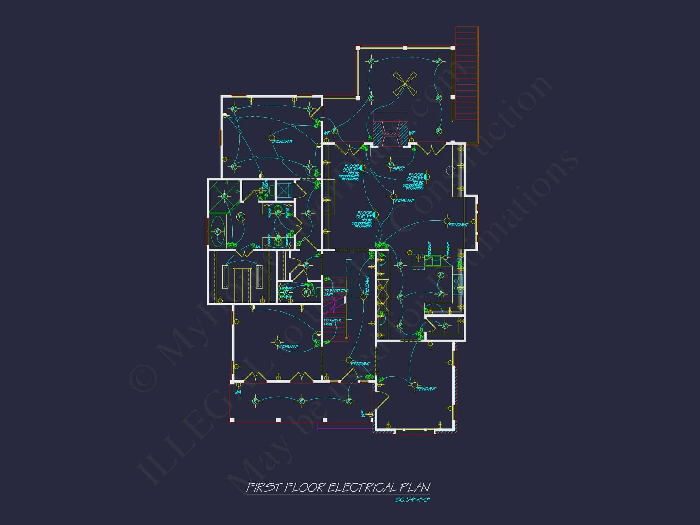 9-1382 HOUSE PLAN - American Cottage Home Plan - 4-Bed, 4-Bath, 2850 SF 4 Elegant Traditional House Plan with 2 Stories & Open Floor Blueprint