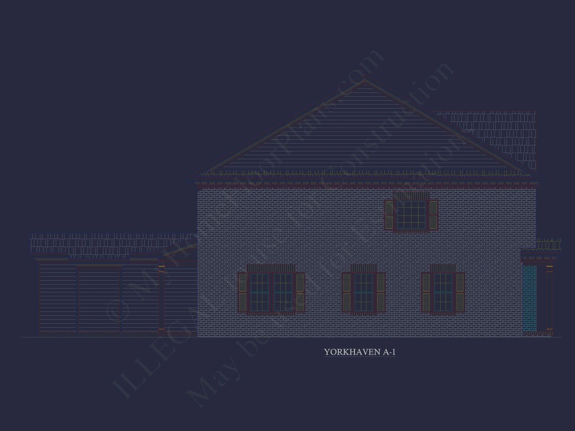 Colonial Revival Home Plan with 2 Stories, Covered Porches & CAD Blueprints