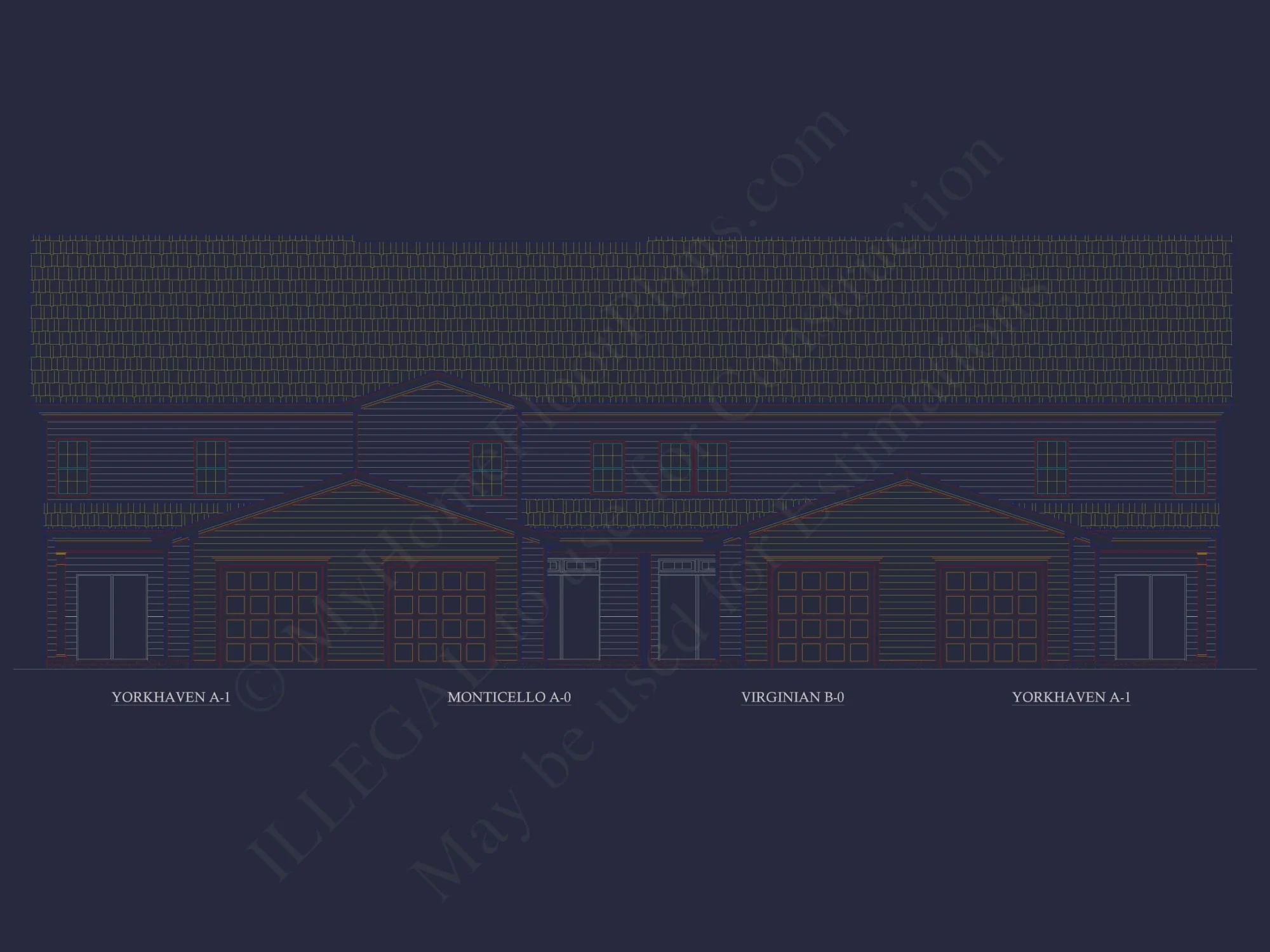 Colonial Revival Home Plan with 2 Stories, Covered Porches & CAD Blueprints