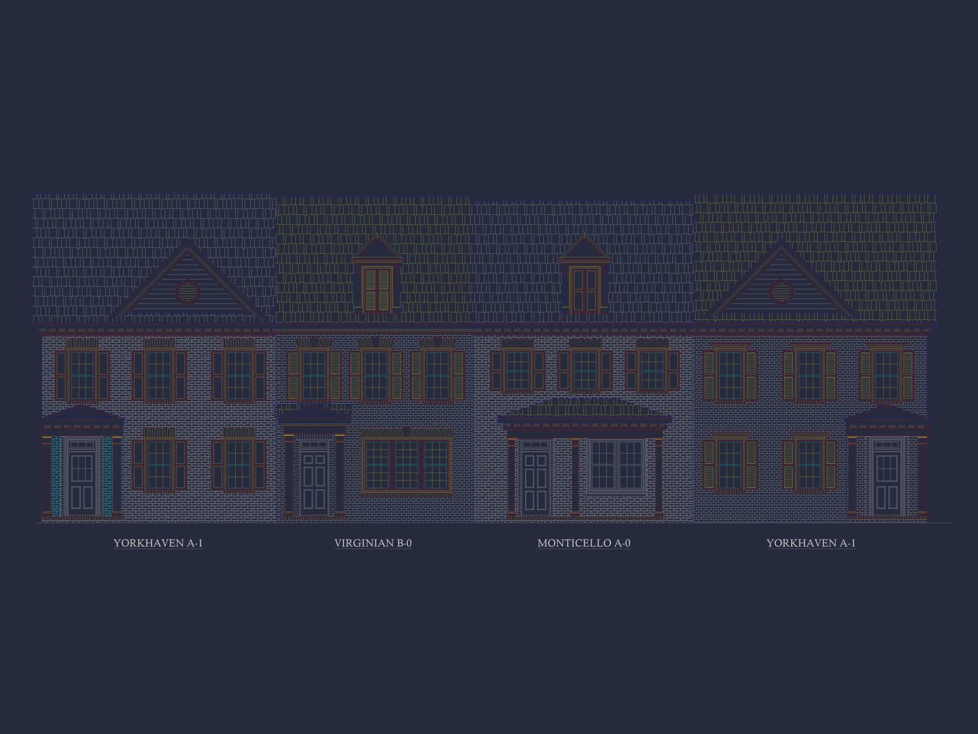 Colonial Revival Home Plan with 2 Stories, Covered Porches & CAD Blueprints