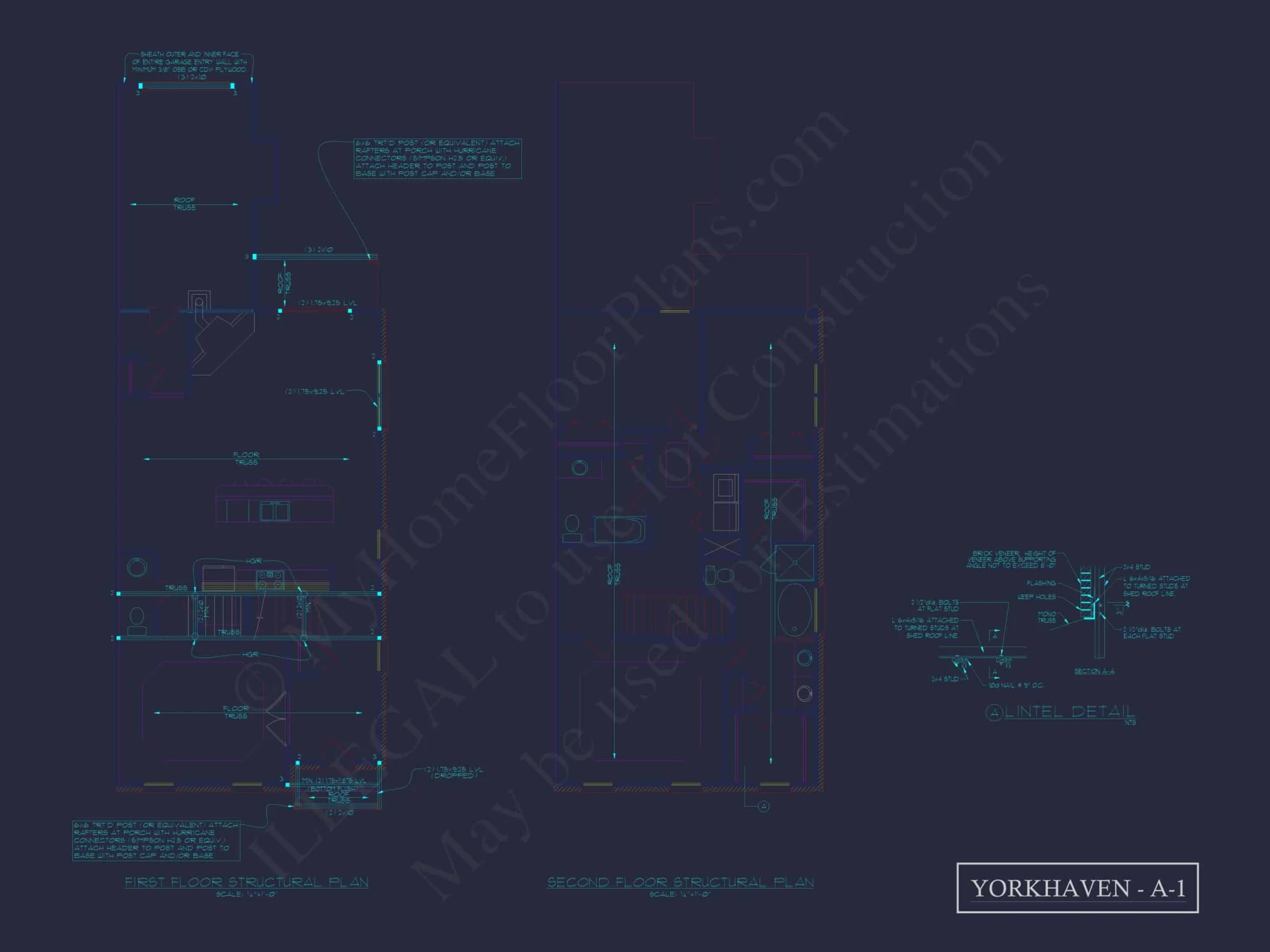 Colonial Revival Home Plan with 2 Stories, Covered Porches & CAD Blueprints