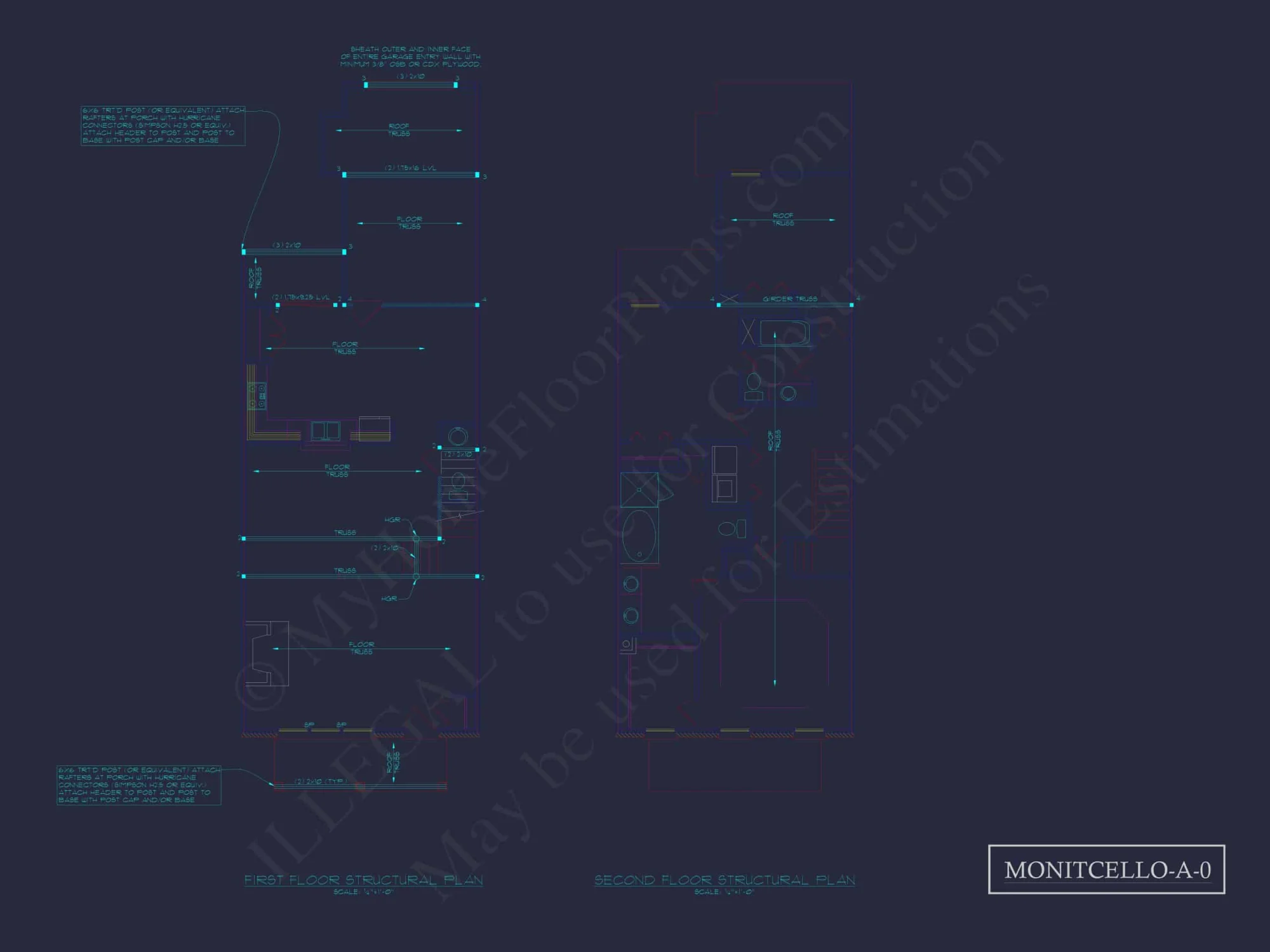 Colonial Revival Home Plan with 2 Stories, Covered Porches & CAD Blueprints